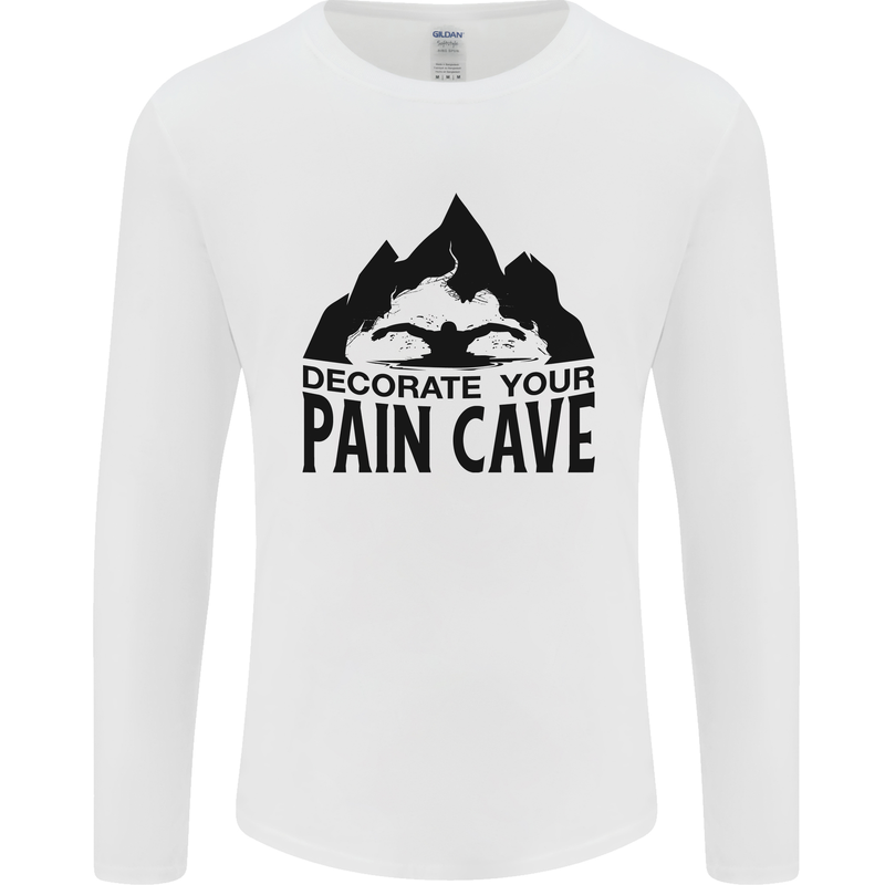 Swimming Pain Cave Swimmer Swim Mens Long Sleeve T-Shirt White