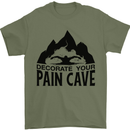 Swimming Pain Cave Swimmer Swim Mens T-Shirt 100% Cotton Military Green