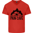 Swimming Pain Cave Swimmer Swim Mens V-Neck Cotton T-Shirt Red