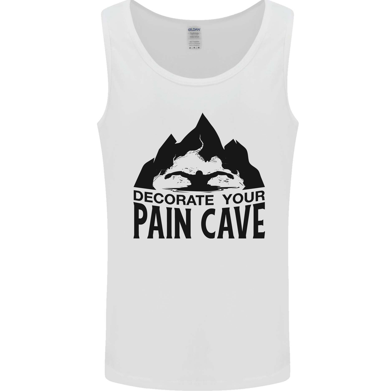 Swimming Pain Cave Swimmer Swim Mens Vest Tank Top White