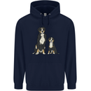 Swiss Mountain Dog & Puppy Sennenhund Mens 80% Cotton Hoodie Navy Blue