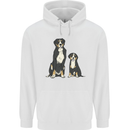Swiss Mountain Dog & Puppy Sennenhund Mens 80% Cotton Hoodie White