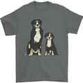 Swiss Mountain Dog & Puppy Sennenhund Mens T-Shirt 100% Cotton Charcoal