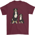 Swiss Mountain Dog & Puppy Sennenhund Mens T-Shirt 100% Cotton Maroon