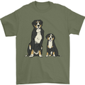 Swiss Mountain Dog & Puppy Sennenhund Mens T-Shirt 100% Cotton Military Green