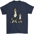 Swiss Mountain Dog & Puppy Sennenhund Mens T-Shirt 100% Cotton Navy Blue
