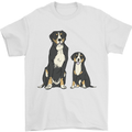 Swiss Mountain Dog & Puppy Sennenhund Mens T-Shirt 100% Cotton White