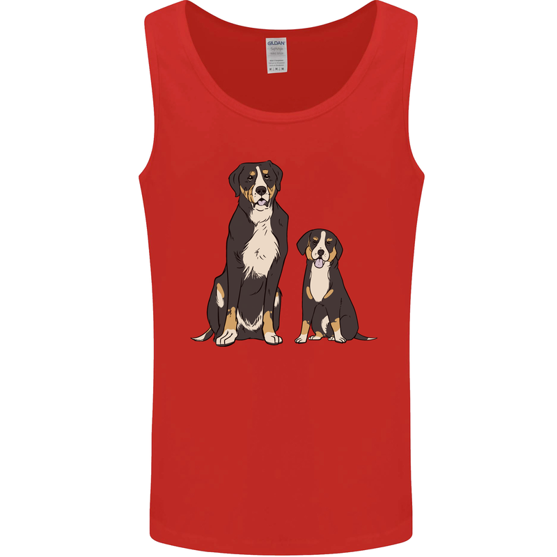 Swiss Mountain Dog & Puppy Sennenhund Mens Vest Tank Top Red