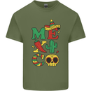Symbols of Mexico Mens Cotton T-Shirt Tee Top Military Green