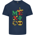 Symbols of Mexico Mens Cotton T-Shirt Tee Top Navy Blue