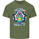 T-Rex American Independence Day July 4th Funny Mens Cotton T-Shirt Tee Top Military Green