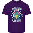 T-Rex American Independence Day July 4th Funny Mens Cotton T-Shirt Tee Top Purple