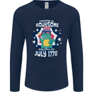 T-Rex American Independence Day July 4th Funny Mens Long Sleeve T-Shirt Navy Blue