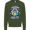 T-Rex American Independence Day July 4th Funny Mens Sweatshirt Jumper Forest Green