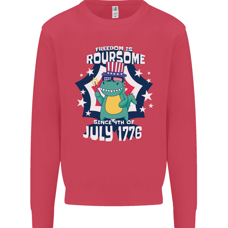 T-Rex American Independence Day July 4th Funny Mens Sweatshirt Jumper Heliconia