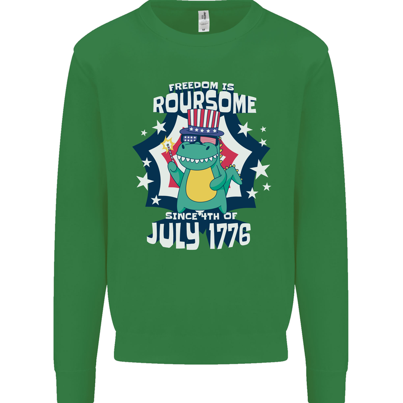 T-Rex American Independence Day July 4th Funny Mens Sweatshirt Jumper Irish Green