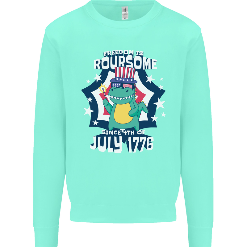 T-Rex American Independence Day July 4th Funny Mens Sweatshirt Jumper Peppermint