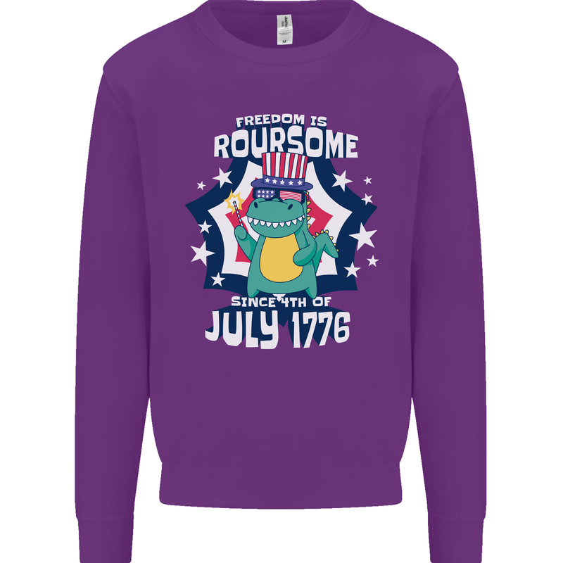 T-Rex American Independence Day July 4th Funny Mens Sweatshirt Jumper Purple