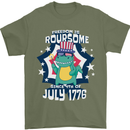 T-Rex American Independence Day July 4th Funny Mens T-Shirt 100% Cotton Military Green