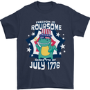 T-Rex American Independence Day July 4th Funny Mens T-Shirt 100% Cotton Navy Blue