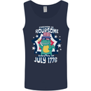 T-Rex American Independence Day July 4th Funny Mens Vest Tank Top Navy Blue