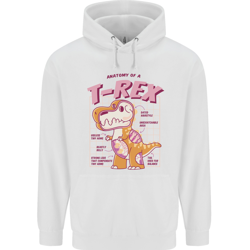 T-Rex Anatomy Dinosaur Mens 80% Cotton Hoodie White