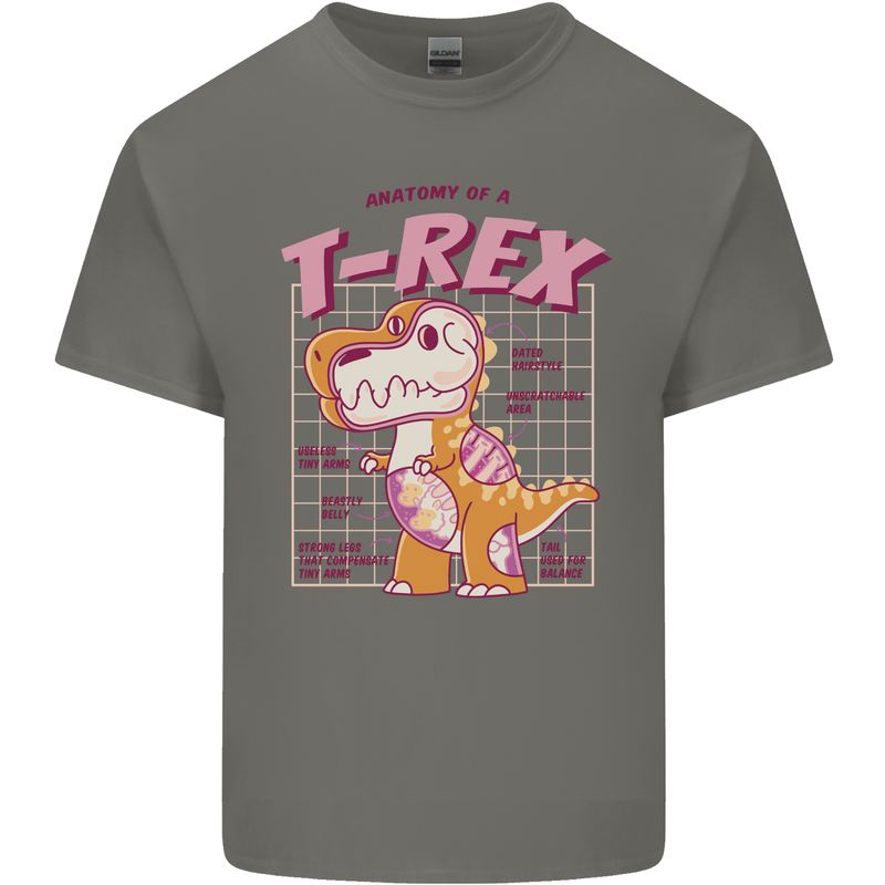 T-Rex Anatomy Dinosaur Mens Cotton T-Shirt Tee Top Charcoal