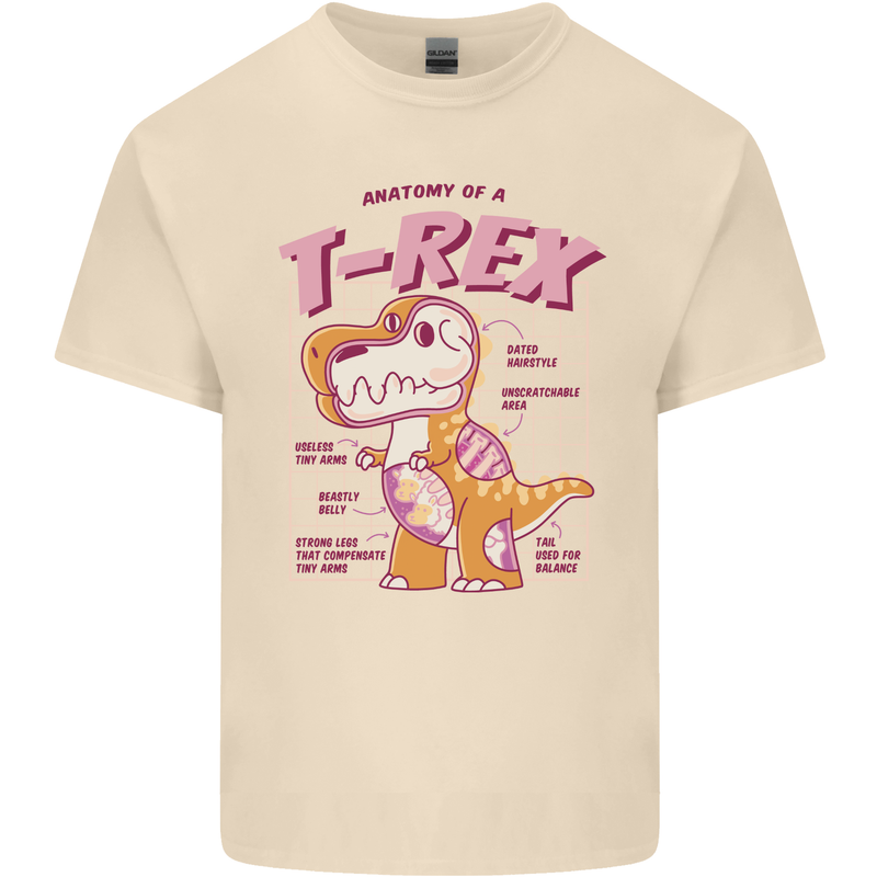 T-Rex Anatomy Dinosaur Mens Cotton T-Shirt Tee Top Natural