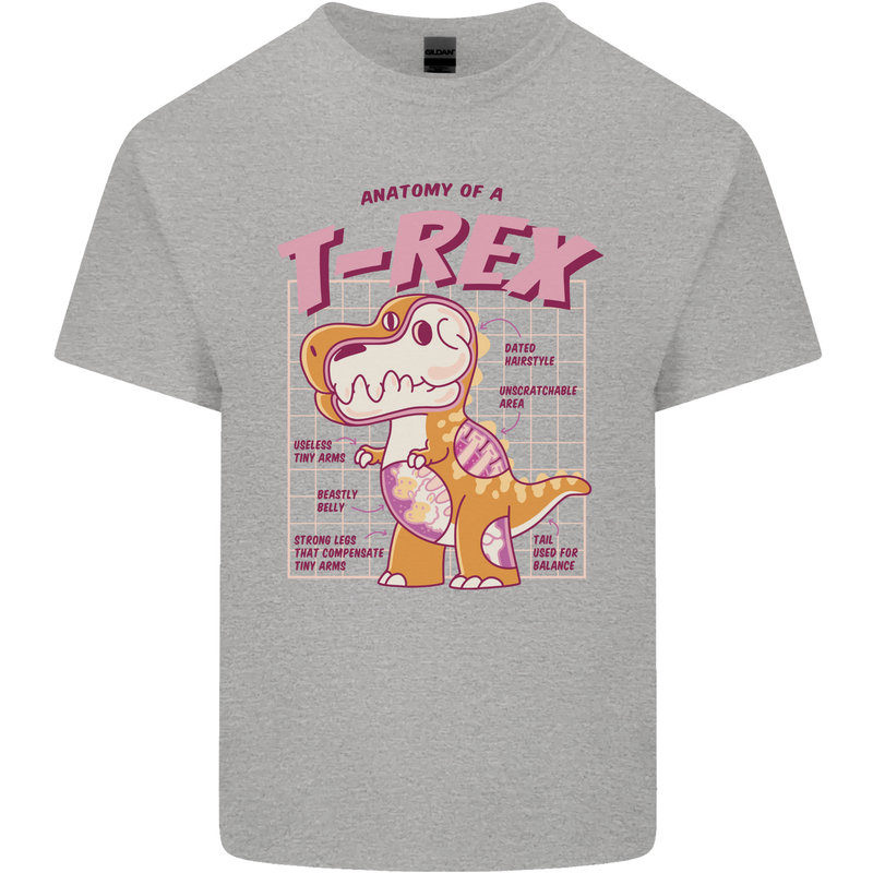 T-Rex Anatomy Dinosaur Mens Cotton T-Shirt Tee Top Sports Grey