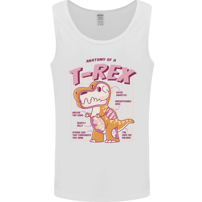 T-Rex Anatomy Dinosaur Mens Vest Tank Top White