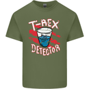 T-Rex Detector Funny Dinosaur Mens Cotton T-Shirt Tee Top Military Green