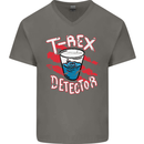 T-Rex Detector Funny Dinosaur Mens V-Neck Cotton T-Shirt Charcoal
