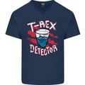 T-Rex Detector Funny Dinosaur Mens V-Neck Cotton T-Shirt Navy Blue