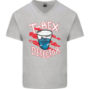 T-Rex Detector Funny Dinosaur Mens V-Neck Cotton T-Shirt Sports Grey