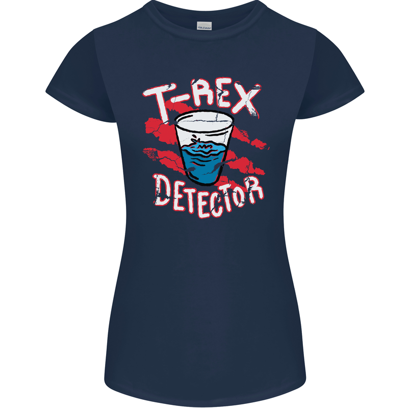 T-Rex Detector Funny Dinosaur Womens Petite Cut T-Shirt Navy Blue