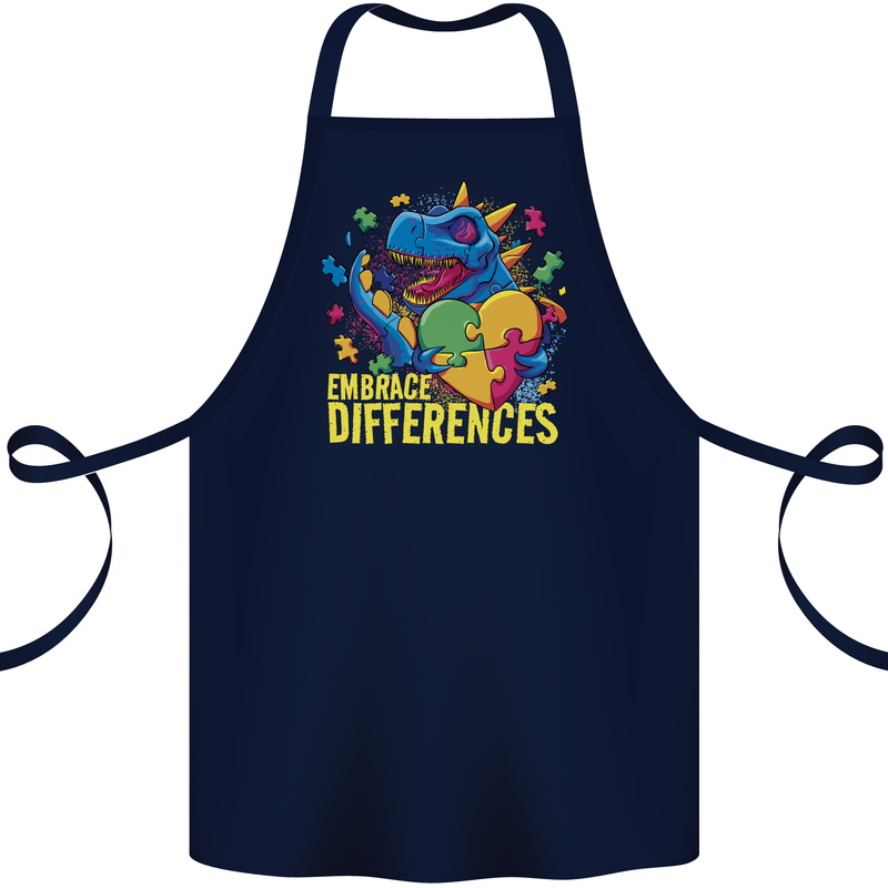 T-Rex Dinosaur Autism Autistic Cotton Apron 100% Organic Navy Blue