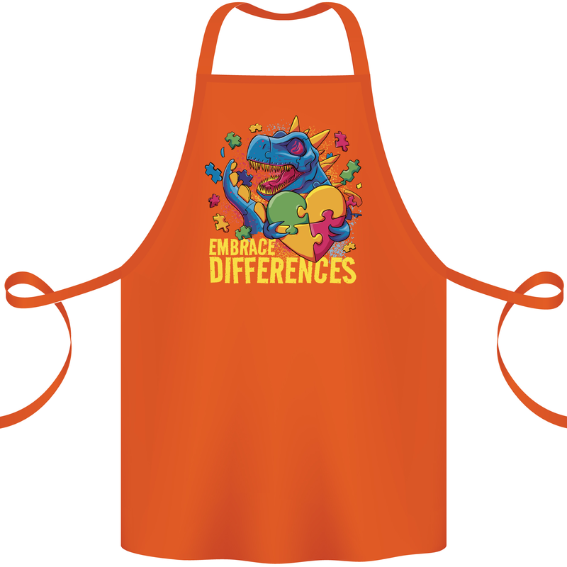 T-Rex Dinosaur Autism Autistic Cotton Apron 100% Organic Orange