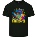 T-Rex Dinosaur Autism Autistic Mens Cotton T-Shirt Tee Top Black