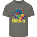 T-Rex Dinosaur Autism Autistic Mens Cotton T-Shirt Tee Top Charcoal