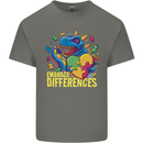 T-Rex Dinosaur Autism Autistic Mens Cotton T-Shirt Tee Top Charcoal