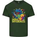 T-Rex Dinosaur Autism Autistic Mens Cotton T-Shirt Tee Top Forest Green