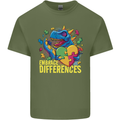 T-Rex Dinosaur Autism Autistic Mens Cotton T-Shirt Tee Top Military Green