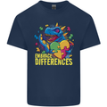 T-Rex Dinosaur Autism Autistic Mens Cotton T-Shirt Tee Top Navy Blue