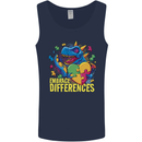 T-Rex Dinosaur Autism Autistic Mens Vest Tank Top Navy Blue
