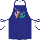 T-Rex Eating the Last Unicorn Dinosaur Funny Cotton Apron 100% Organic Royal Blue