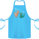 T-Rex Eating the Last Unicorn Dinosaur Funny Cotton Apron 100% Organic Turquoise