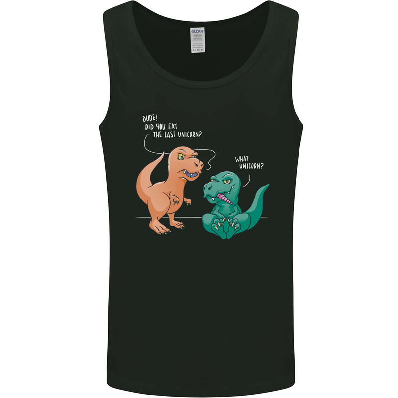 T-Rex Eating the Last Unicorn Dinosaur Funny Mens Vest Tank Top Black