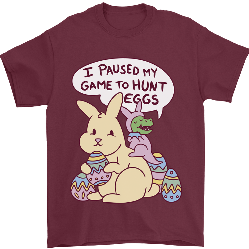 T-Rex Egg Hunt Mens T-Shirt 100% Cotton Maroon