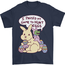 T-Rex Egg Hunt Mens T-Shirt 100% Cotton Navy Blue