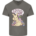 T-Rex Egg Hunt Mens V-Neck Cotton T-Shirt Charcoal